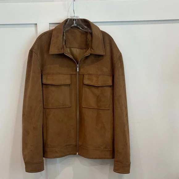 Zara Men's Tan Suede Shirt Jacket - Picture 1 of 4